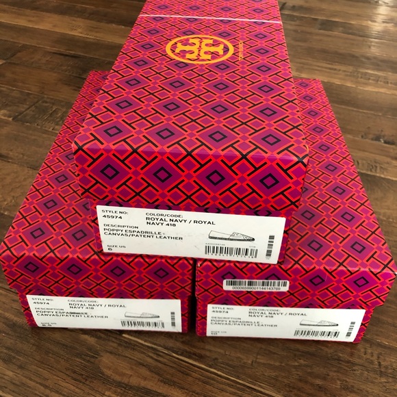 NWT Tory Burch Poppy Logo Espadrille Flat Navy - Picture 7 of 7